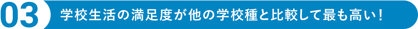 POINT03　学校生活の満足度が他の学校種と比較して最も高い！